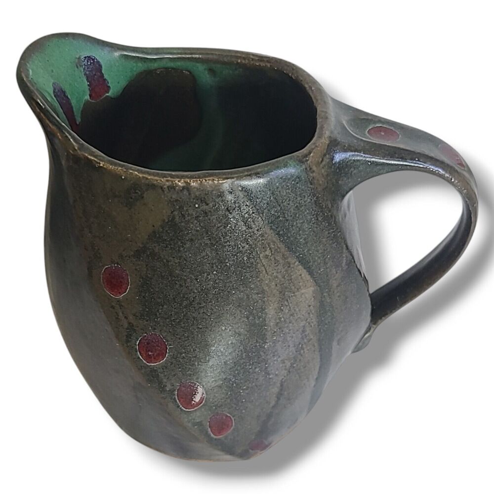 Studio Art Pottery Stoneware‎ Pitcher Signed Jac 4.75"